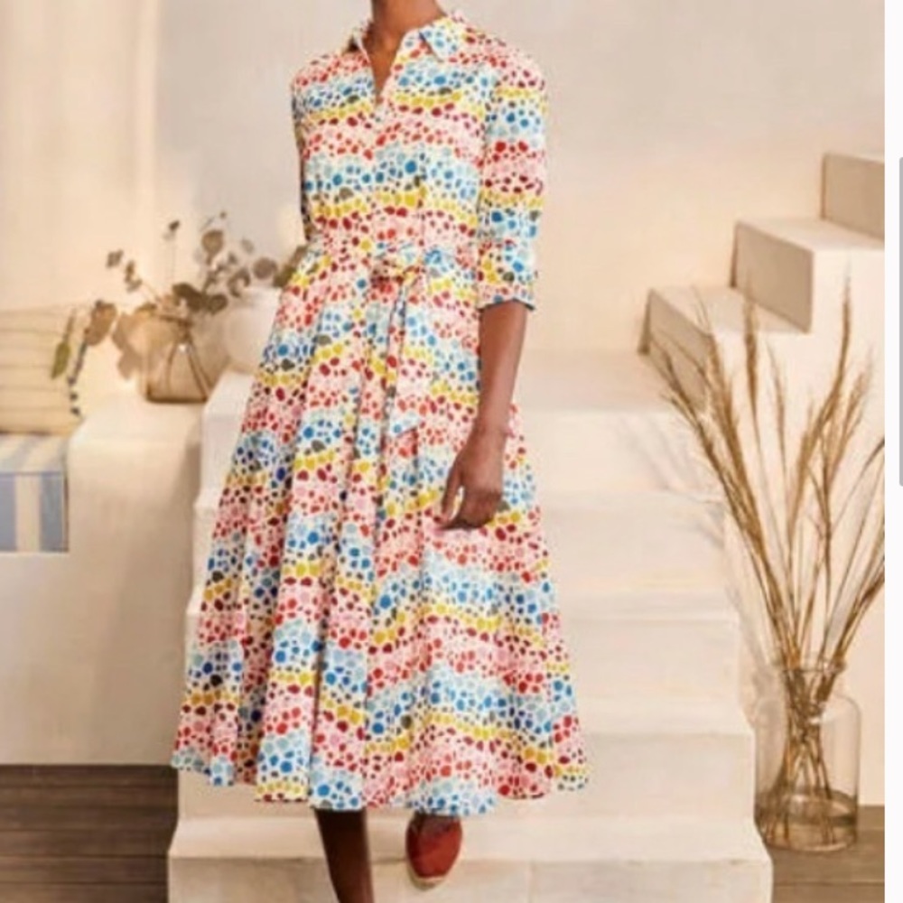 Boden Multicolor Polka-Dot Midi Dress